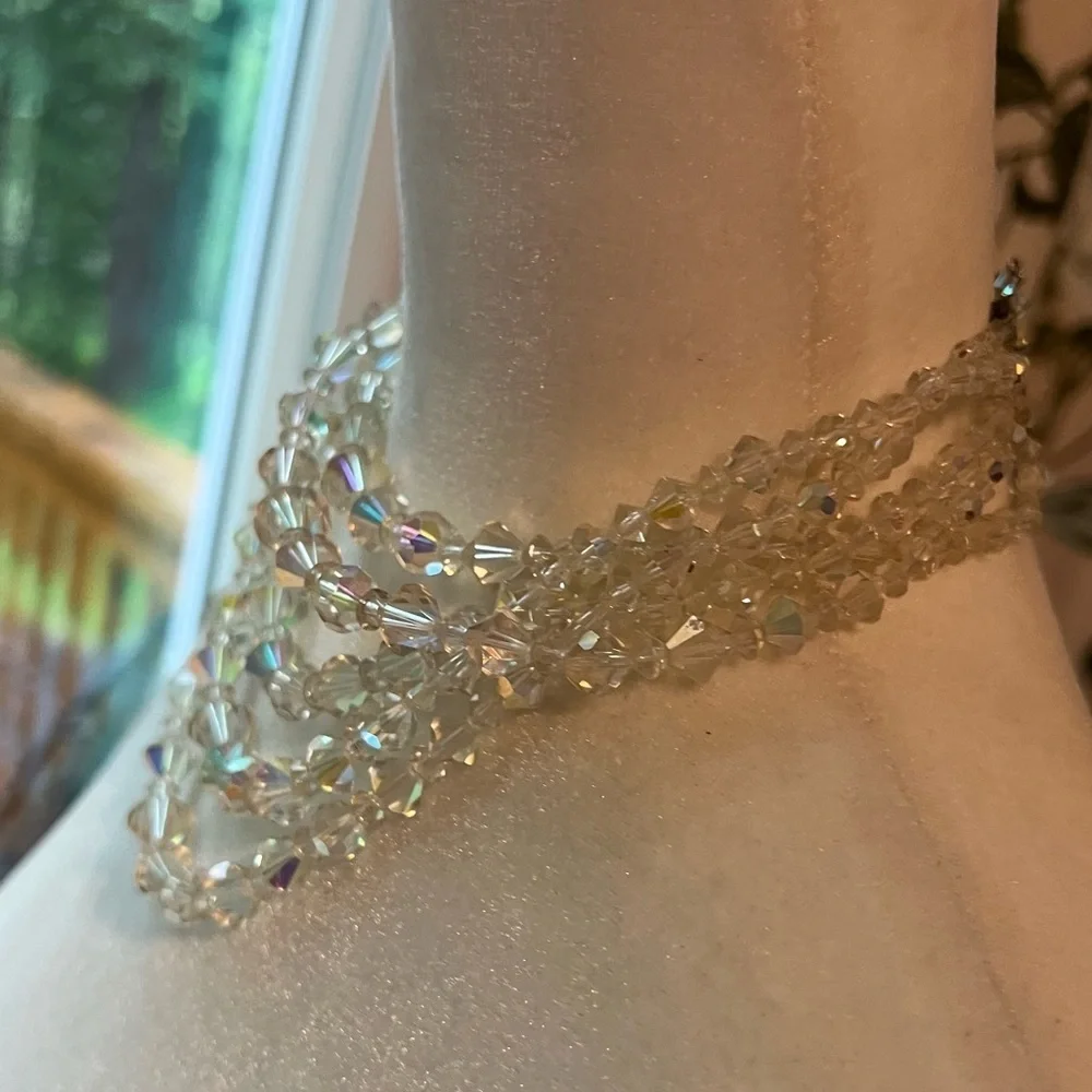 Vintage Aurora beads Five Strand Multi Layer Faceted Striking Elegant Sparkly